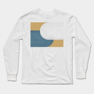 Half Circle Colorblock - Gold Blue and White Long Sleeve T-Shirt